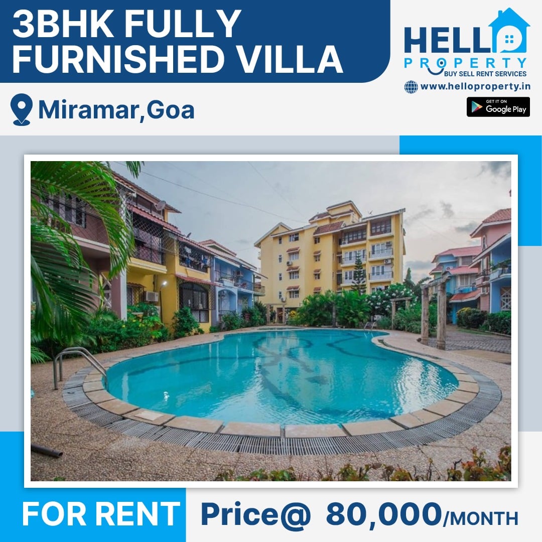 3BHK FULLY FURNISHED VILLA FOR RENT IN MIRAMAR🤩